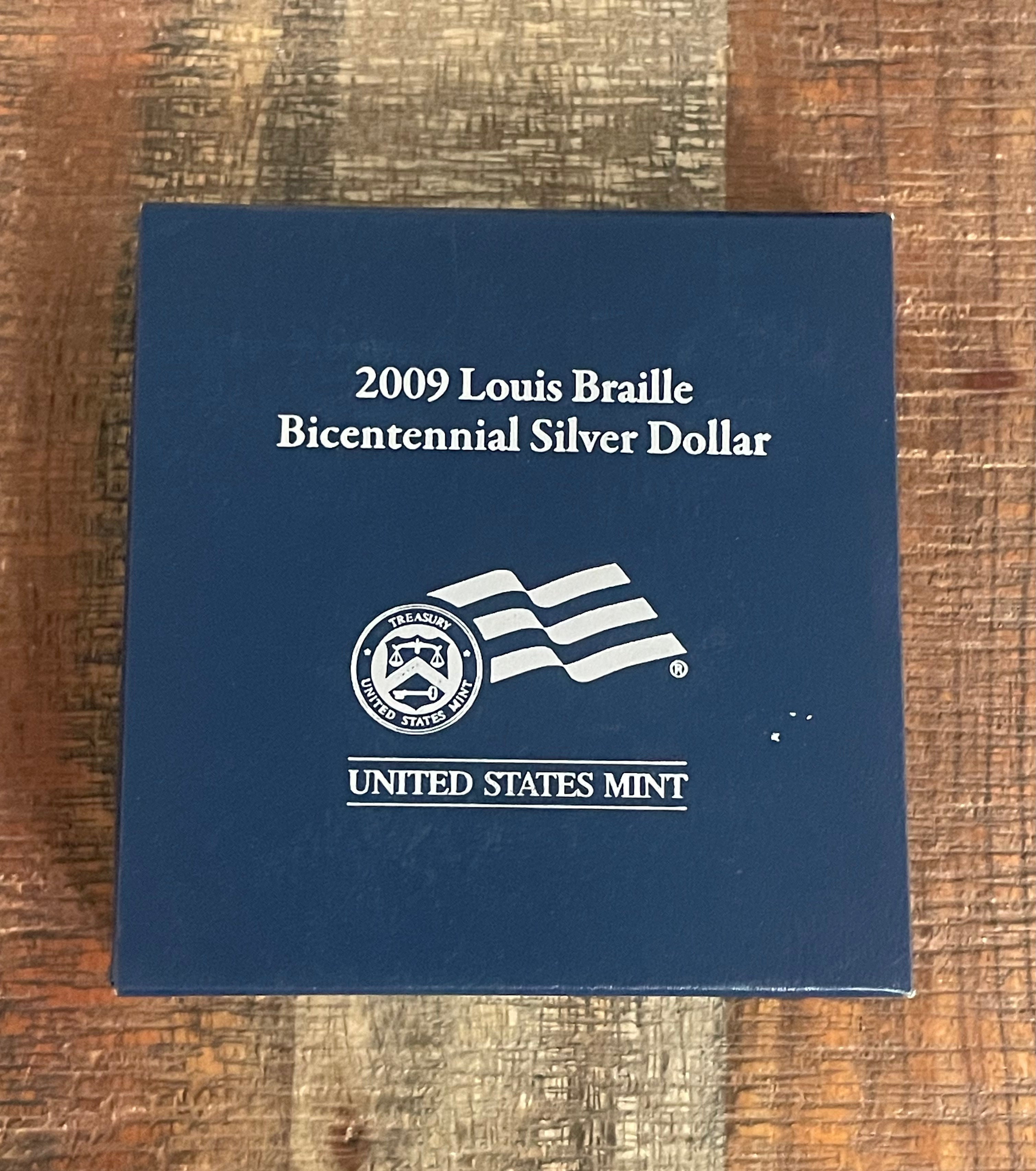2009 Louis Braille Bicentennial Silver Dollar~Proof Silver Dollar~In OGP with COA