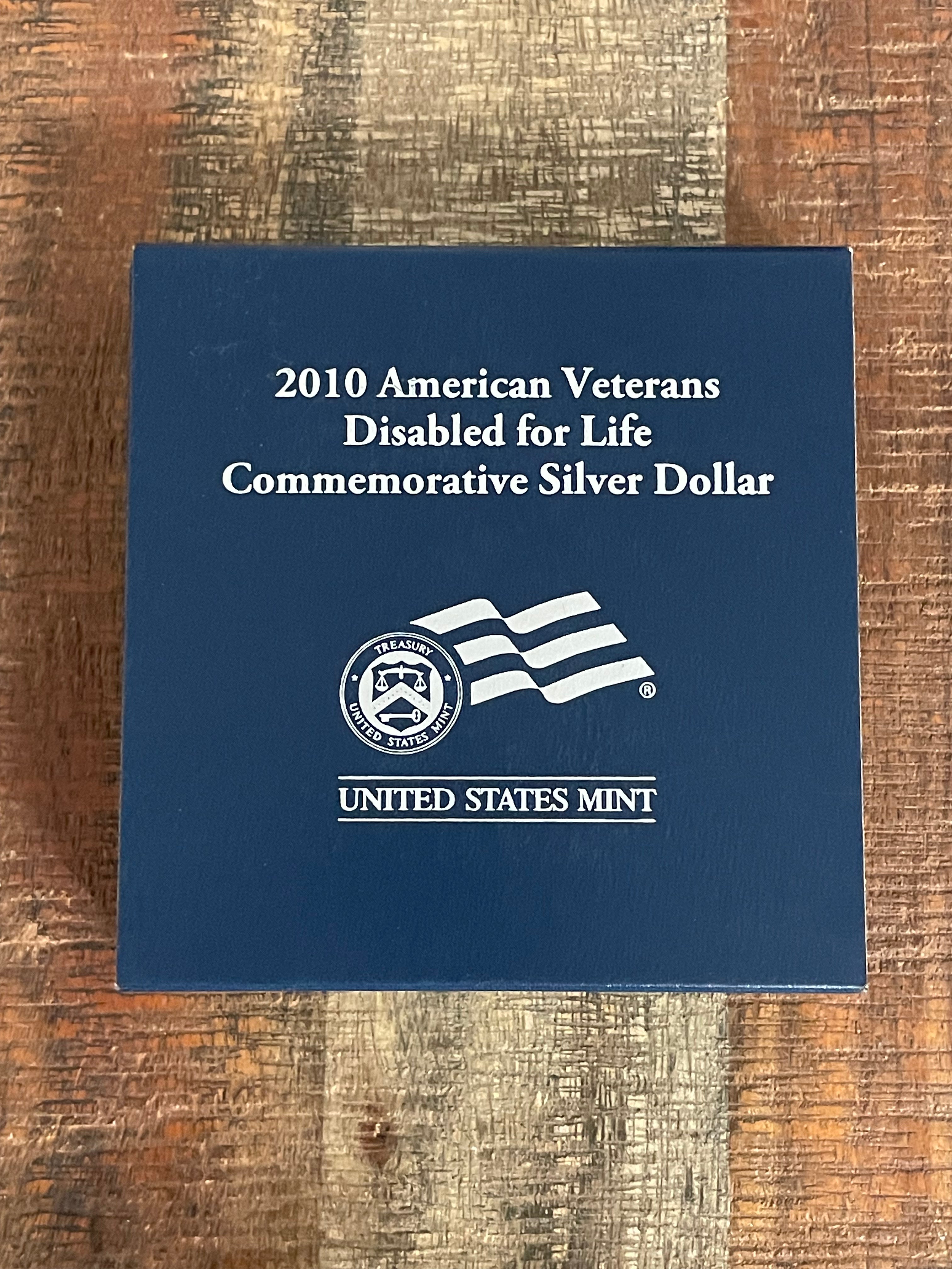 2010 American Veterans Disabled for Life Commemorative Silver Dollar~Proof Silver Dollar~In OGP with COA