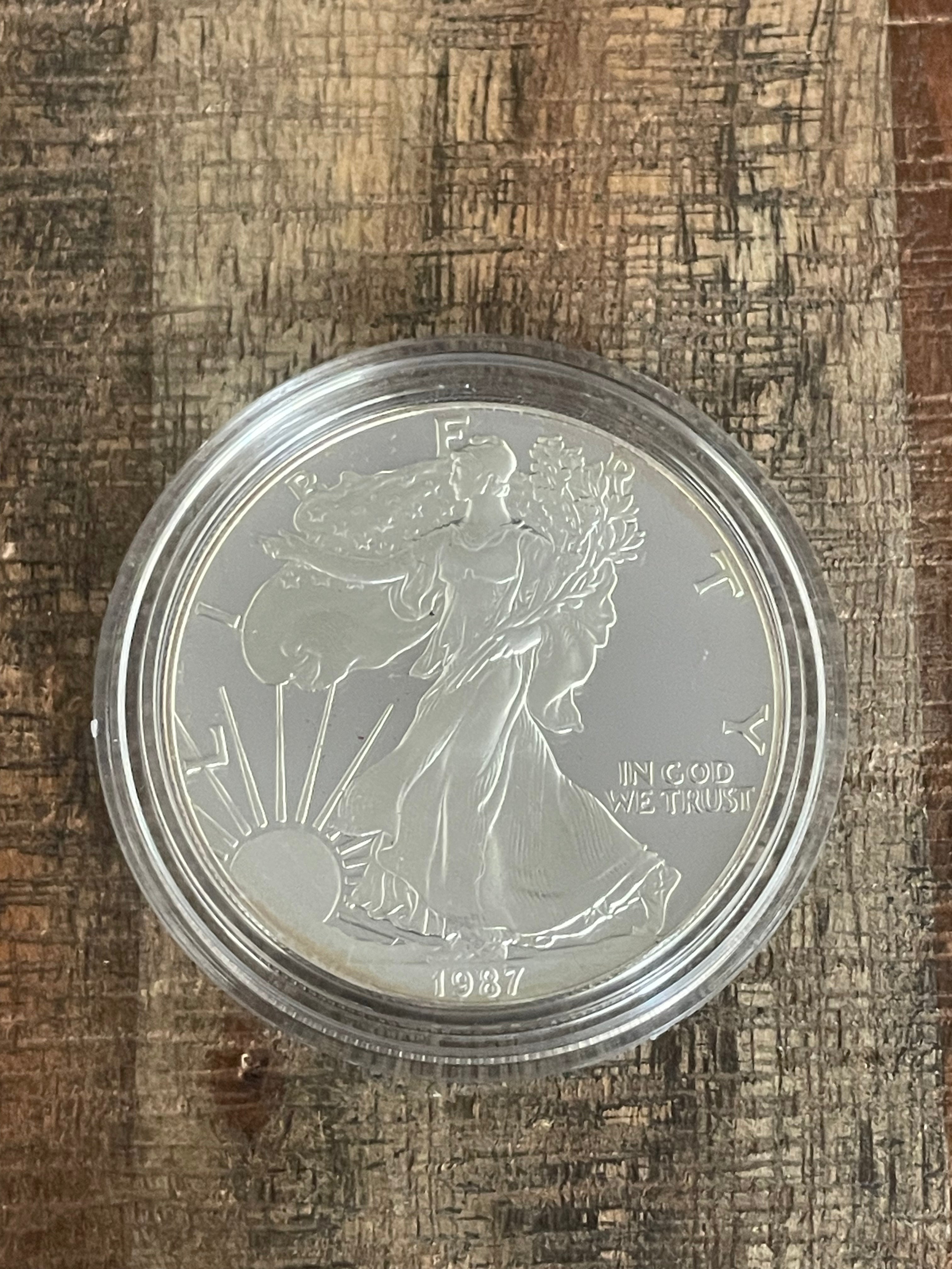 1987-S $1 US American Proof Silver Eagle Coin~Capsule, Presentation Case and Box included with COA