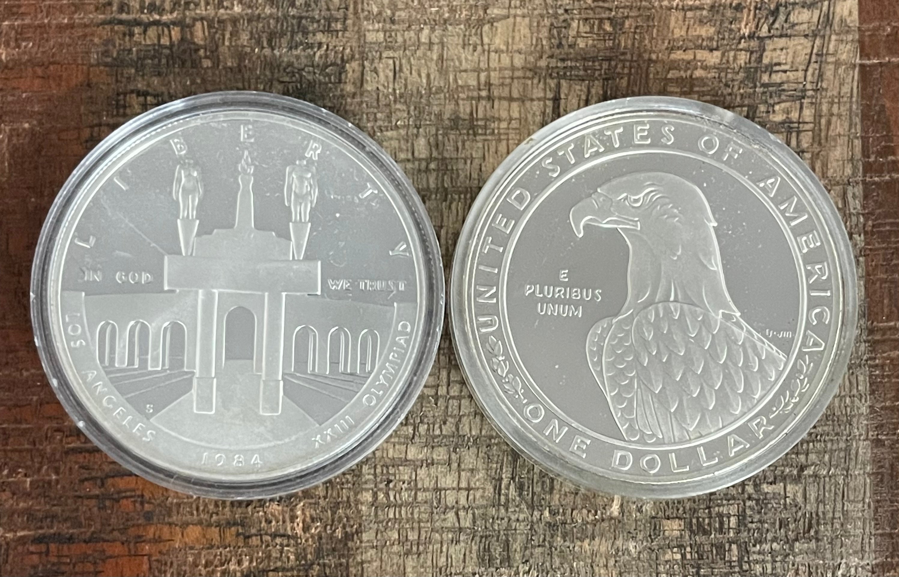 1983-S & 1984-S US $1 Olympic Silver Proof 2 Coins in OGP ~ NO Outer Box NO COA