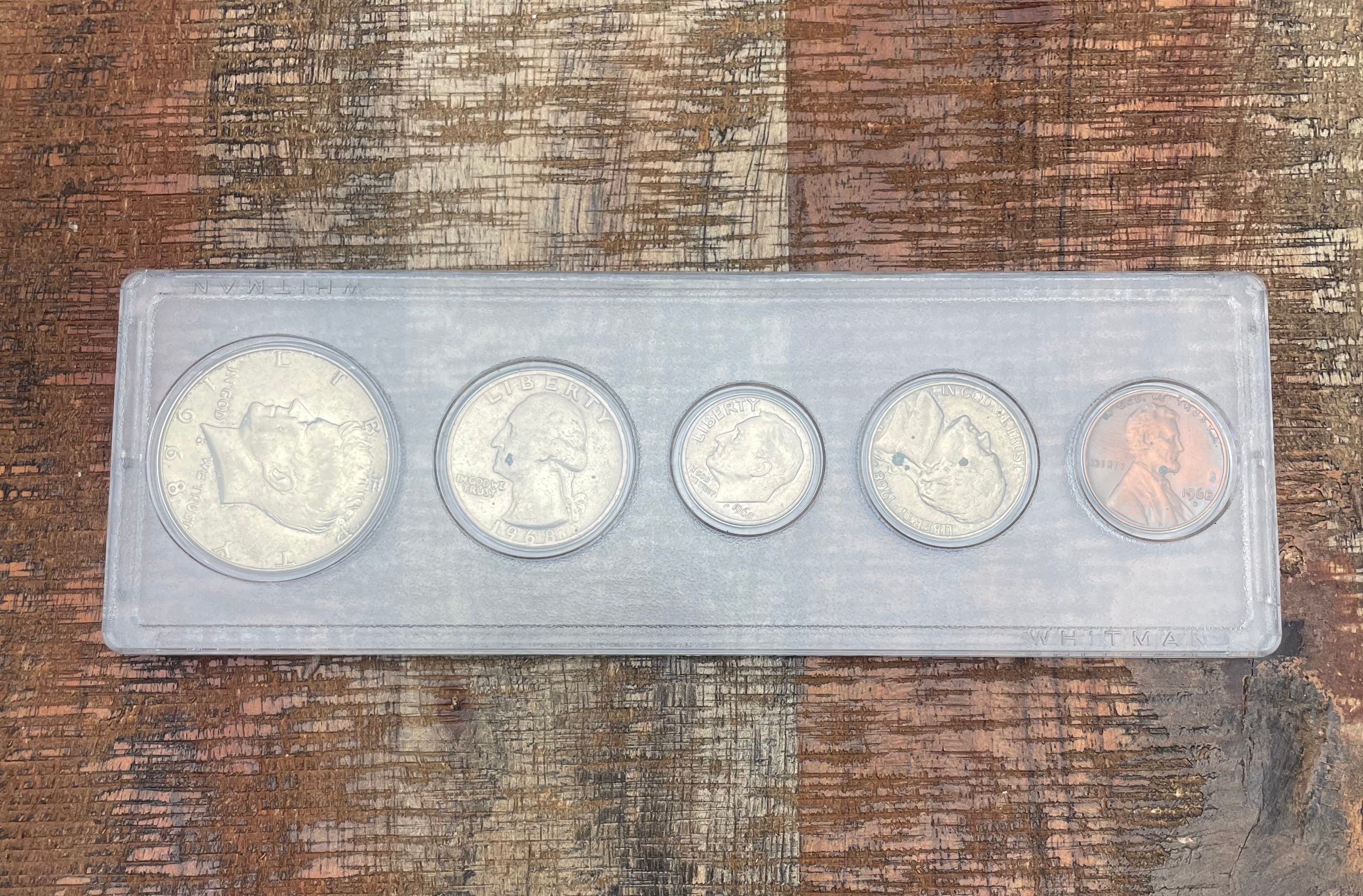 1968 Birth Year Set, 5 coin set with 40% Silver Half Dollar.