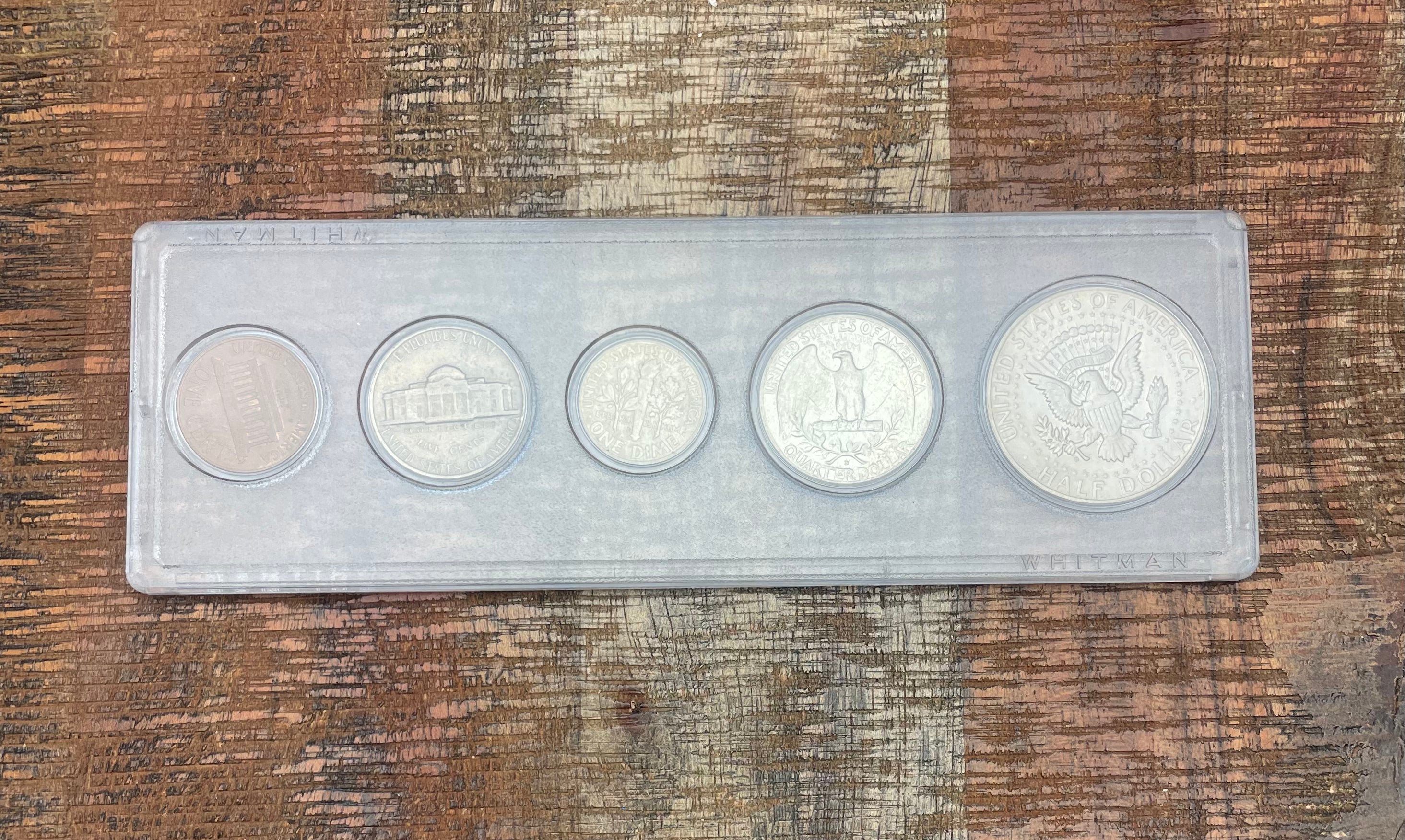 1964 Birth Year Set, 5 coin set with 90% Silver Half Dollar, Quarter, & Dime.