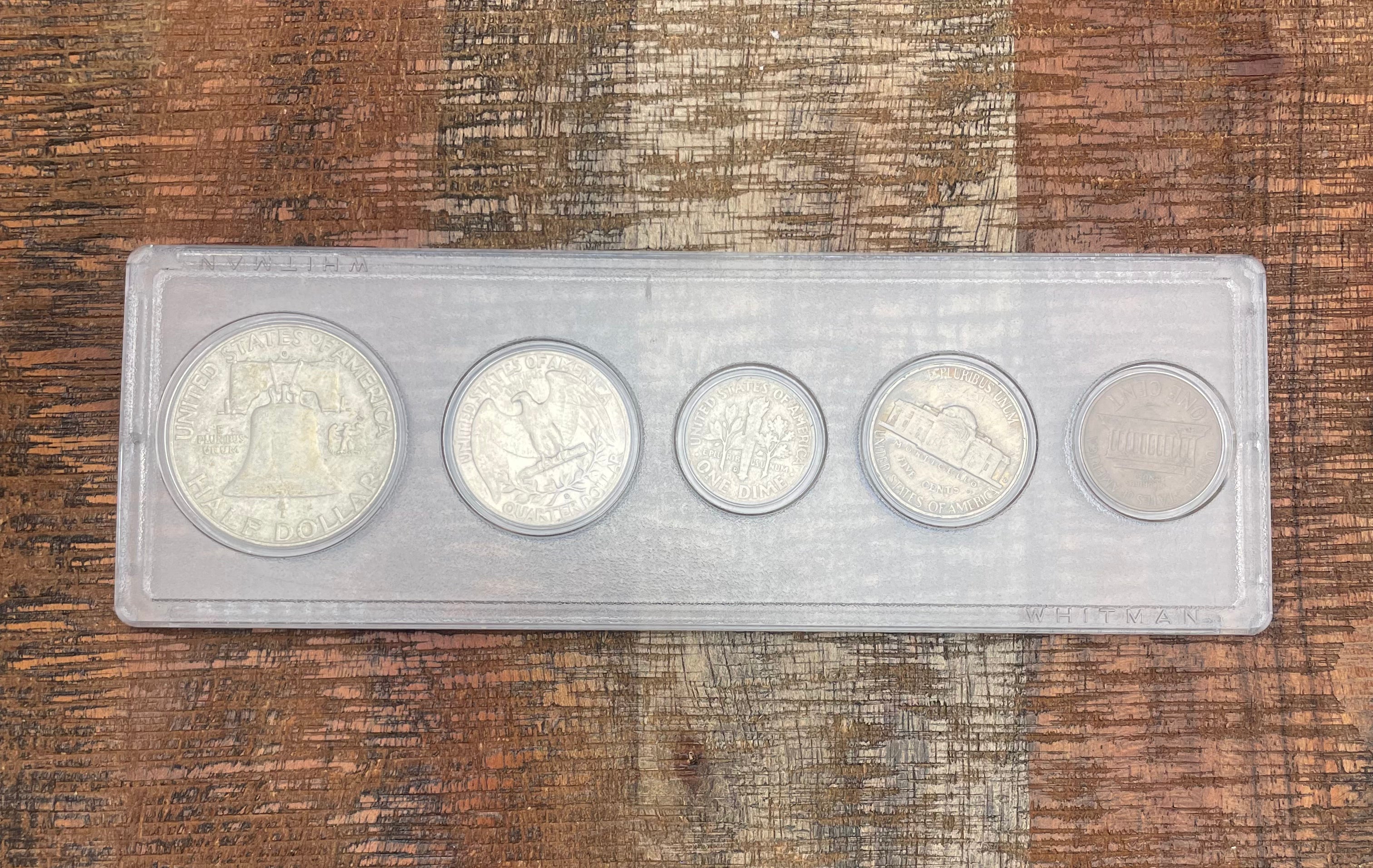 1963-D Birth Year Set, 5 coin set with 90% Silver Half Dollar, Quarter, & Dime.