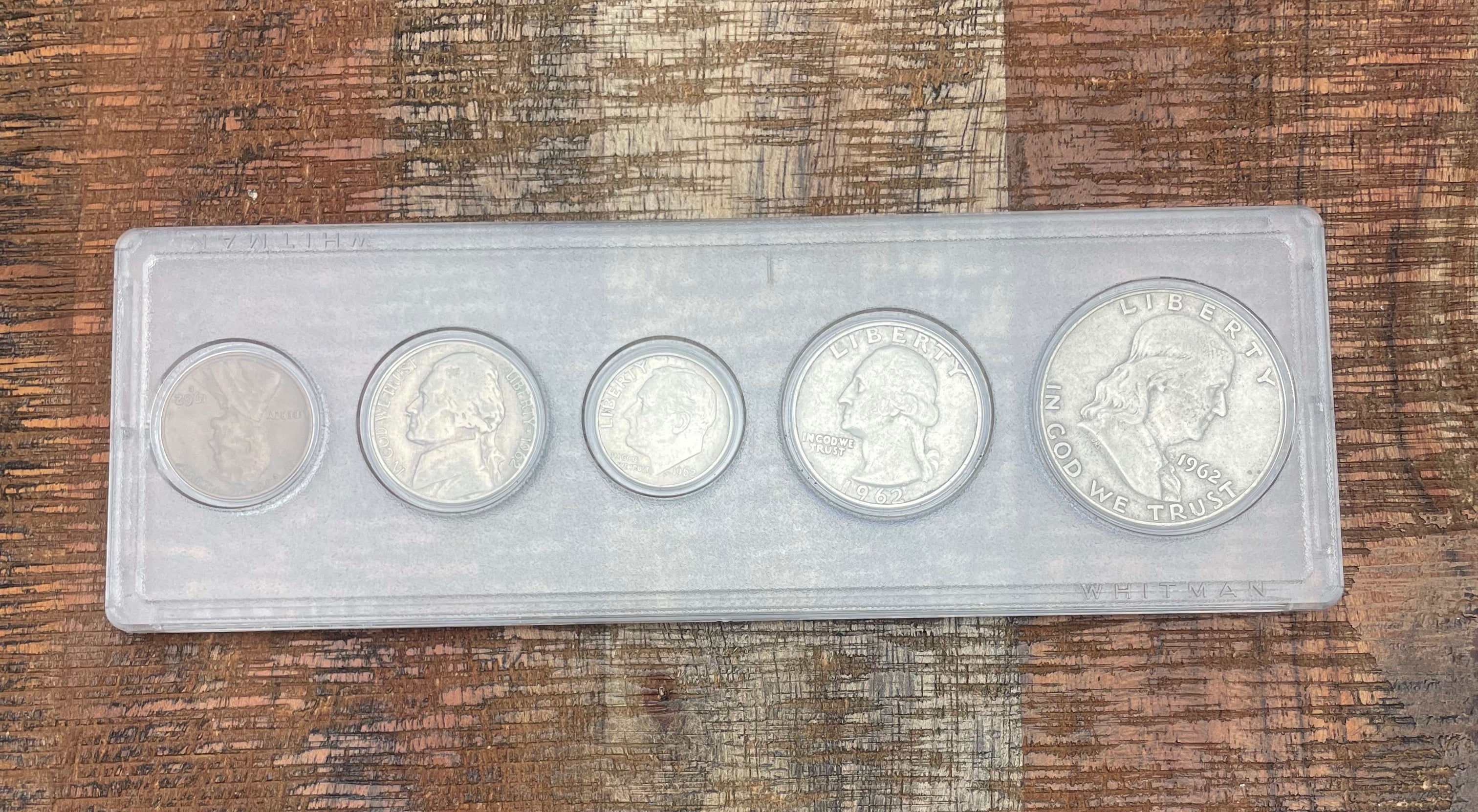1962-D Birth Year Set, 5 coin set with 90% Silver Half Dollar, Quarter, & Dime.