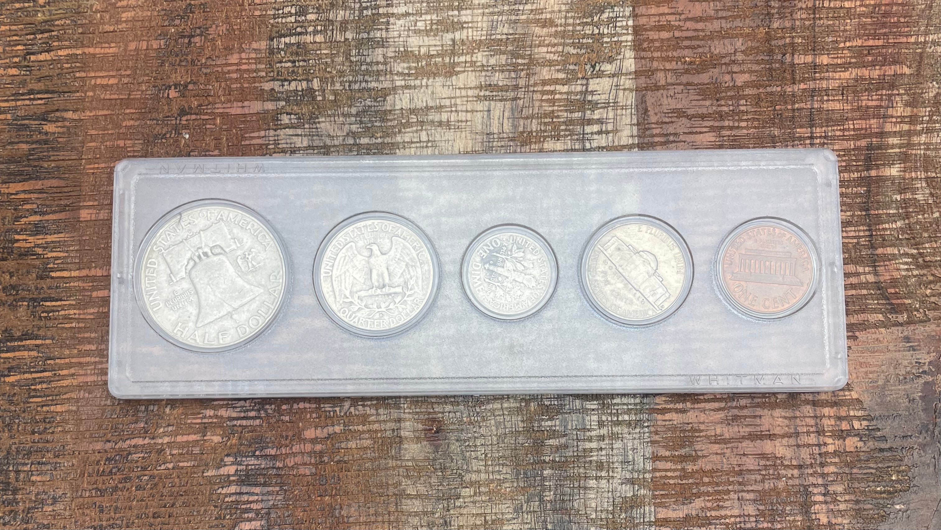 1959 Birth Year Set, 5 coin set with 90% Silver Half Dollar, Quarter, & Dime.