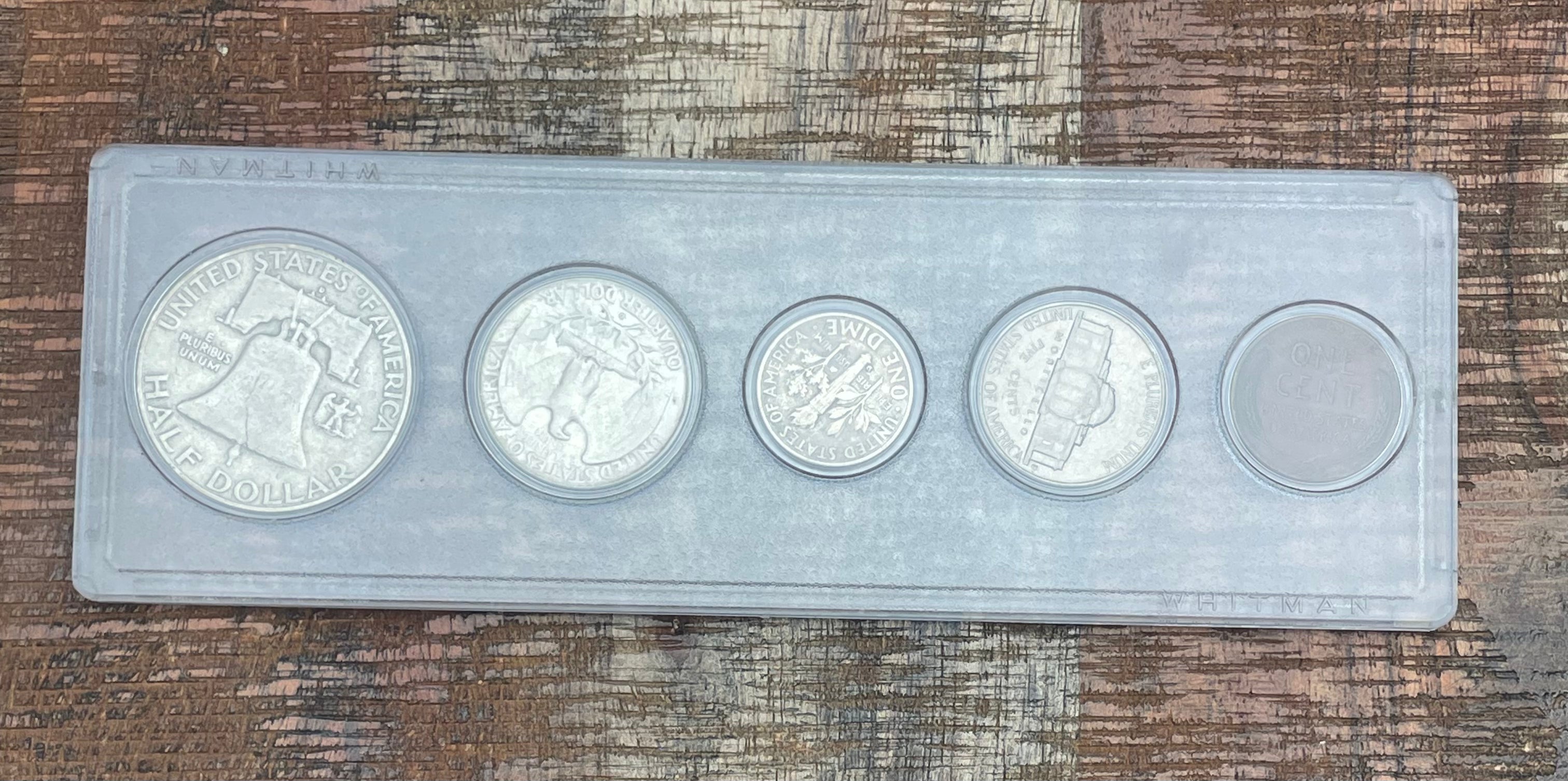 1958-D Birth Year Set, 5 coin set with 90% Silver Half Dollar, Quarter, & Dime.