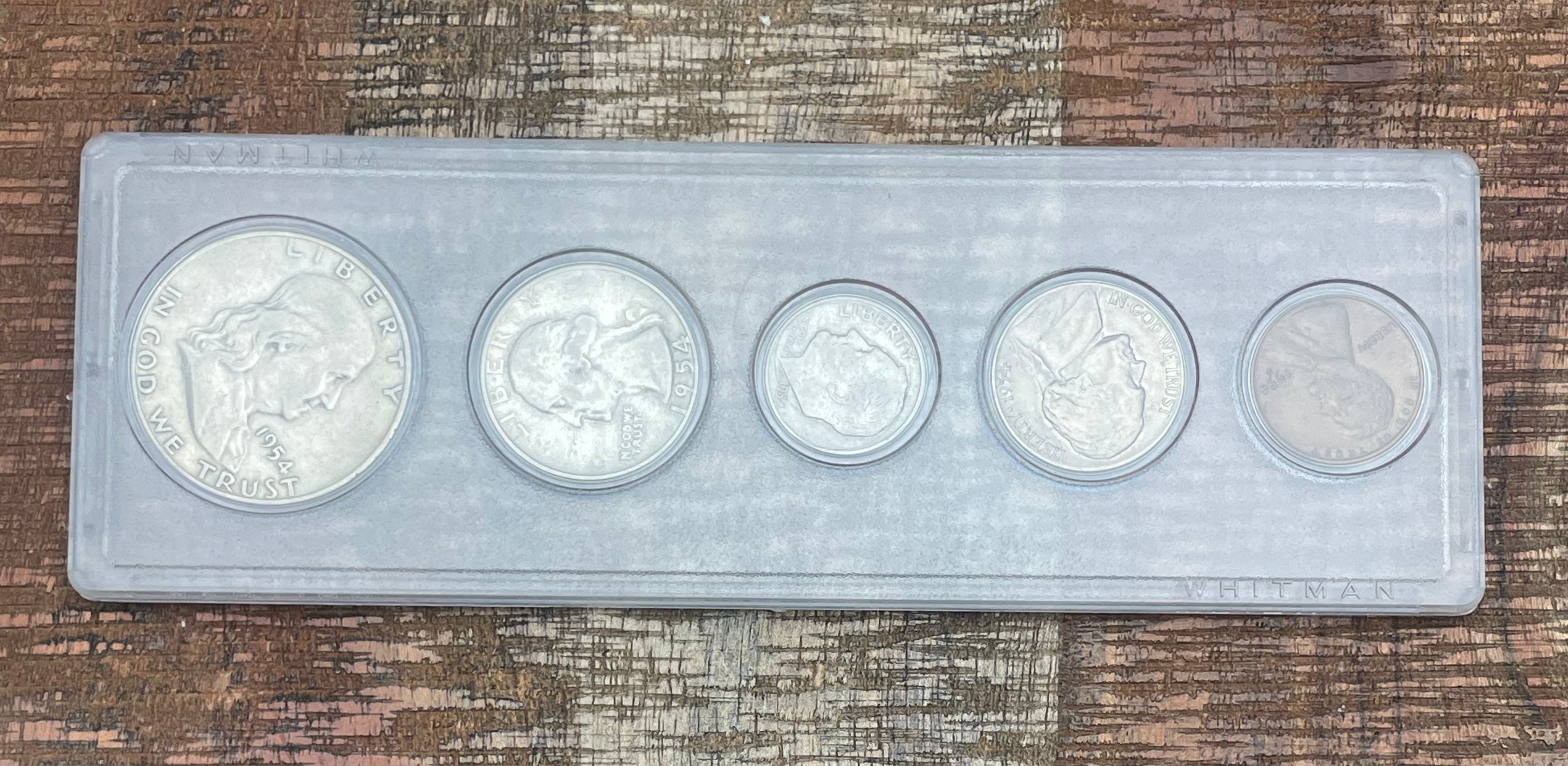 1954-D Birth Year Set, 5 coin set with 90% Silver Half Dollar, Quarter, & Dime.