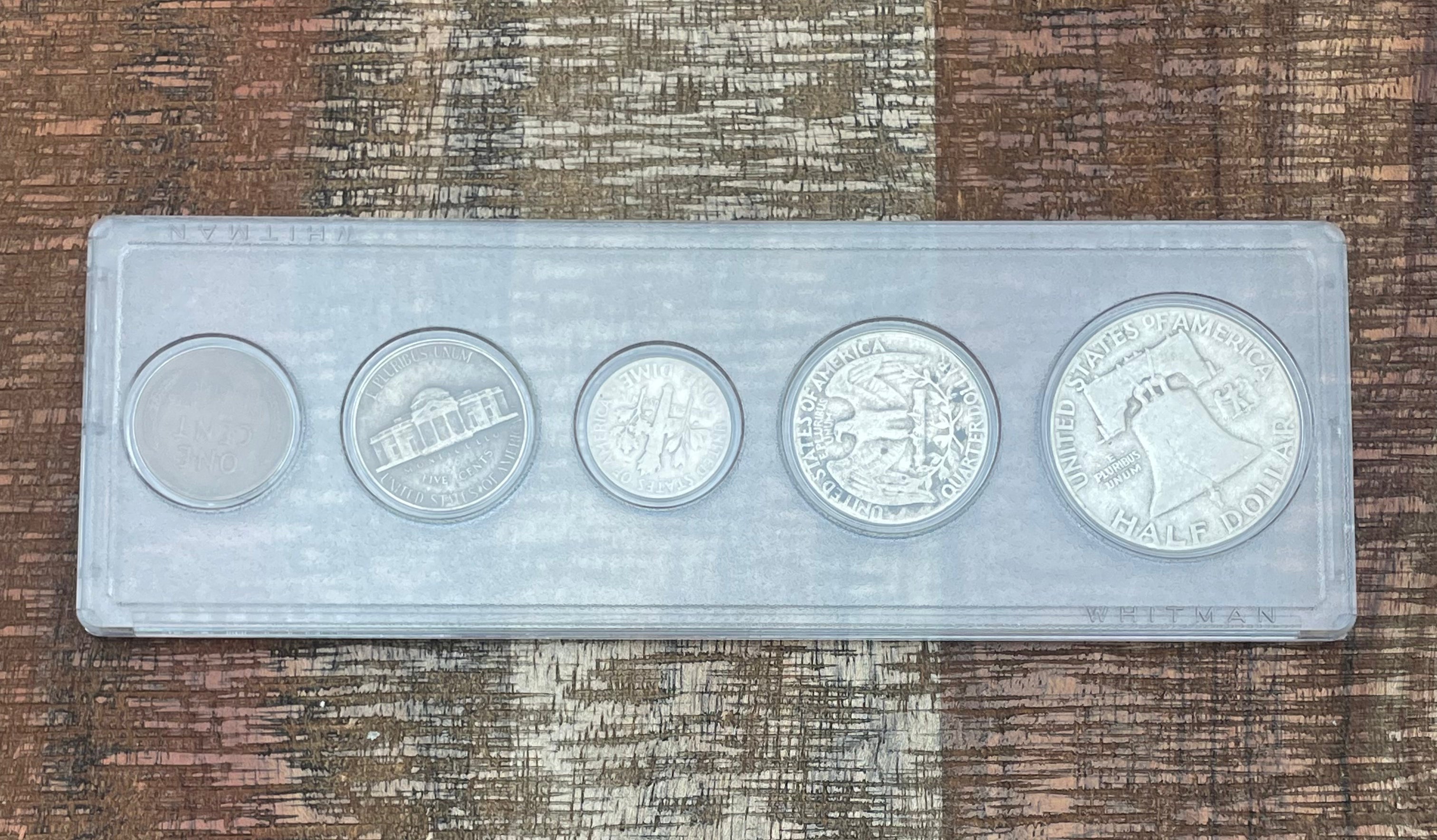 1951 Birth Year Set, 5 coin set with 90% Silver Half Dollar, Quarter, & Dime.