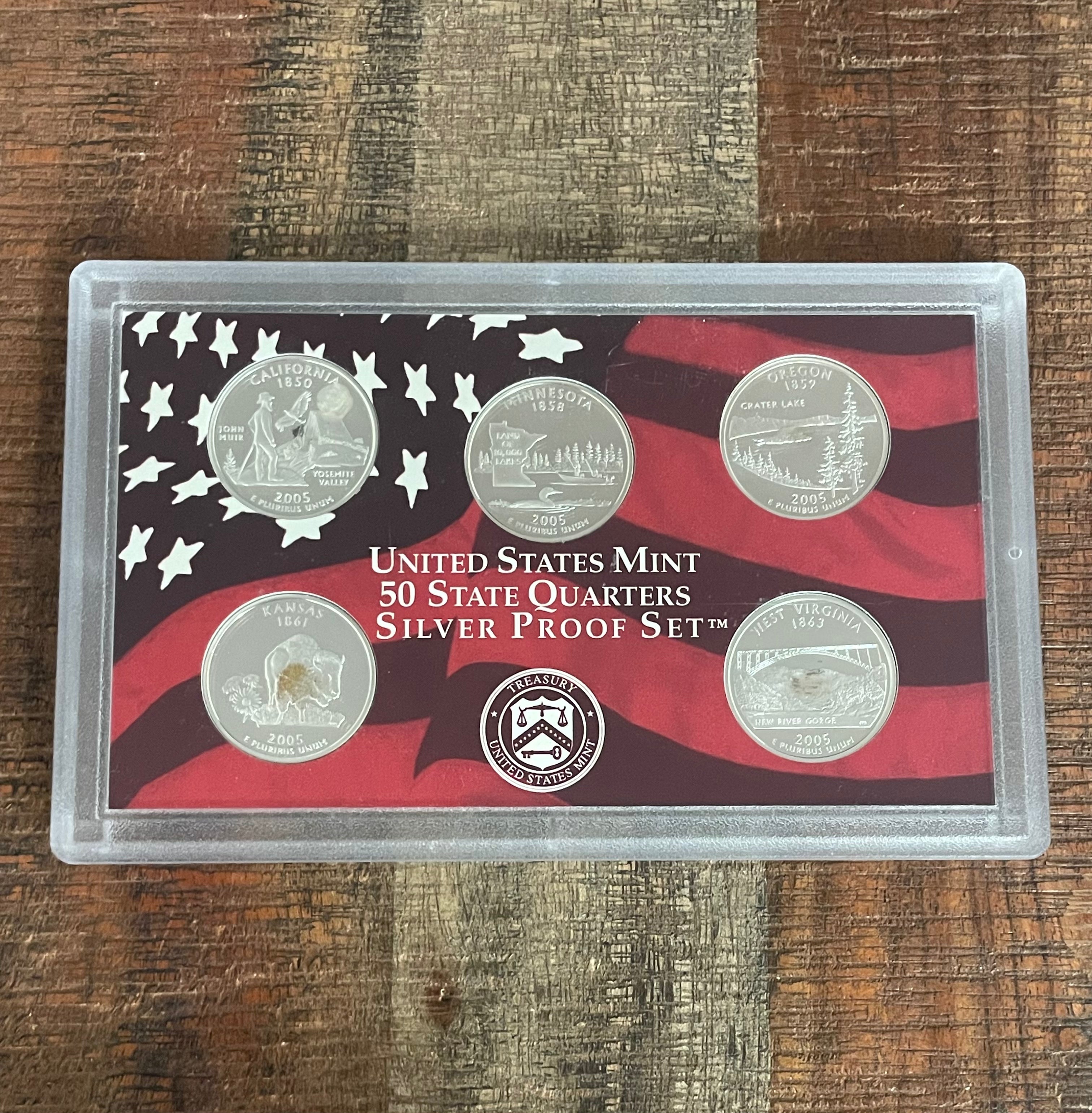 2005 US Mint 50 Staes Quarters Silver Proof Set in OGP ~ NO BOX NO COA