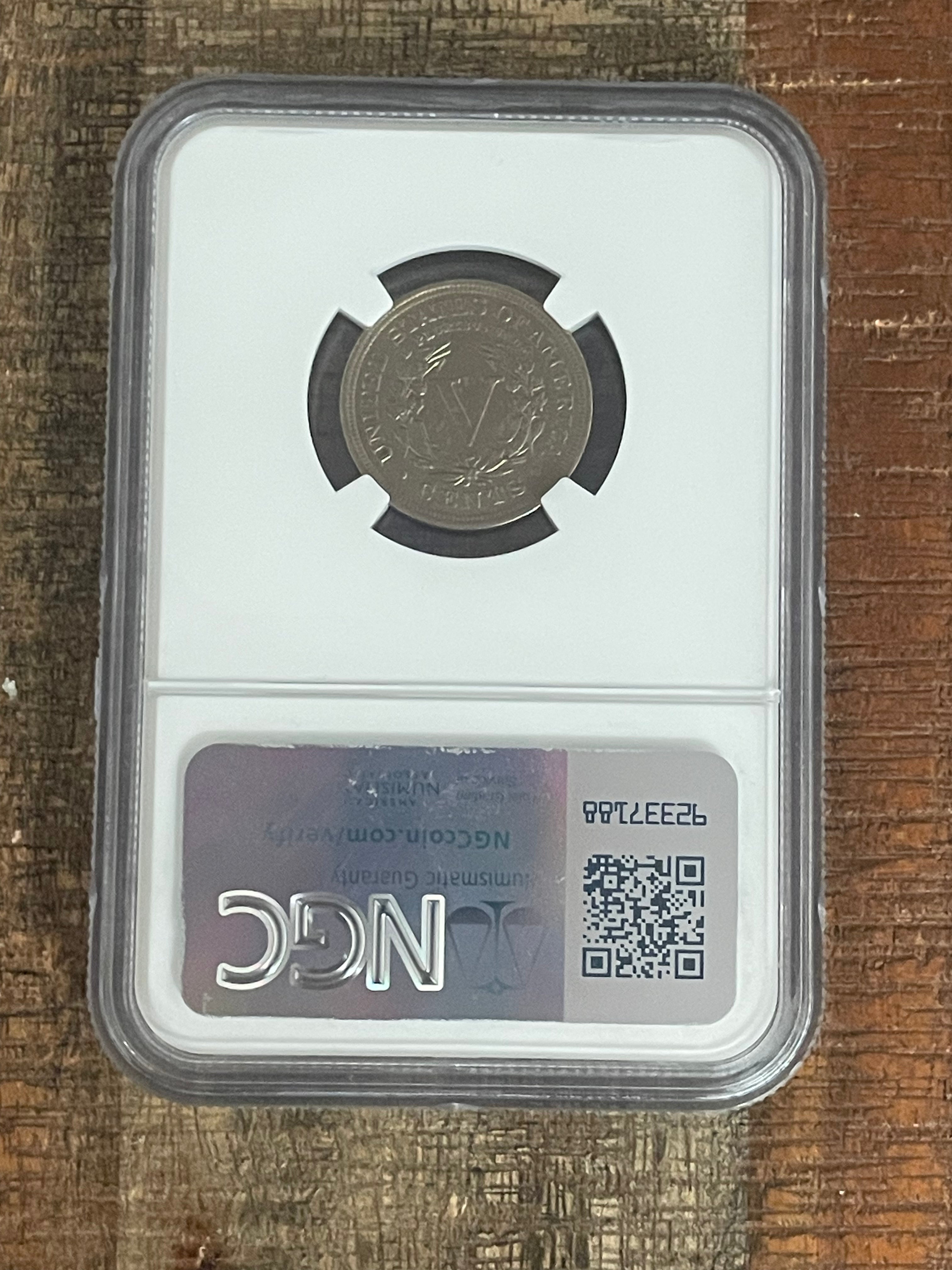 1910 5C US Liberty Nickel ~ NGC graded AU Details-Cleaned