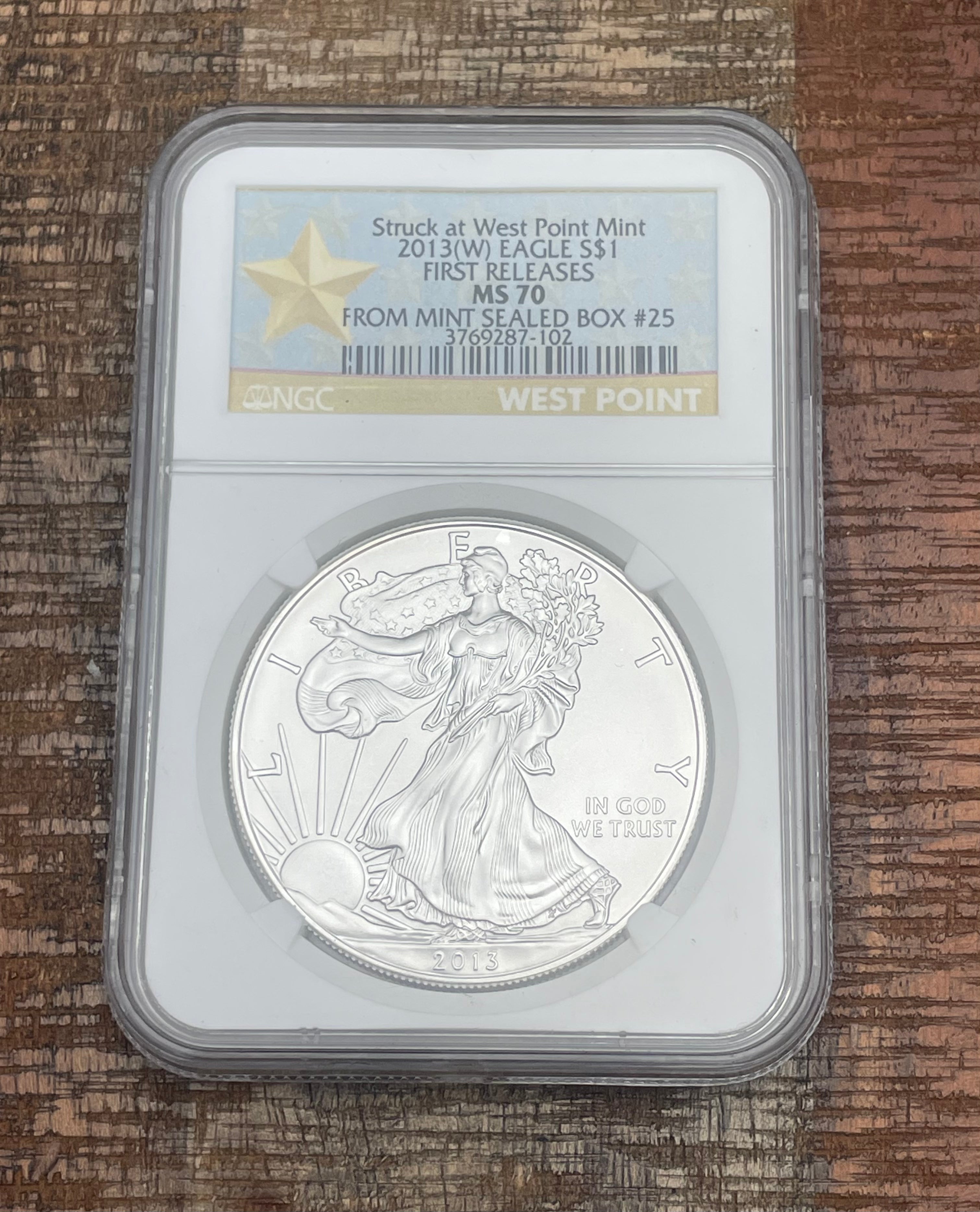 2013-W $1 US American Silver Eagle ~ NGC MS70 ~ First Releases ~ Mint Sealed Box #24