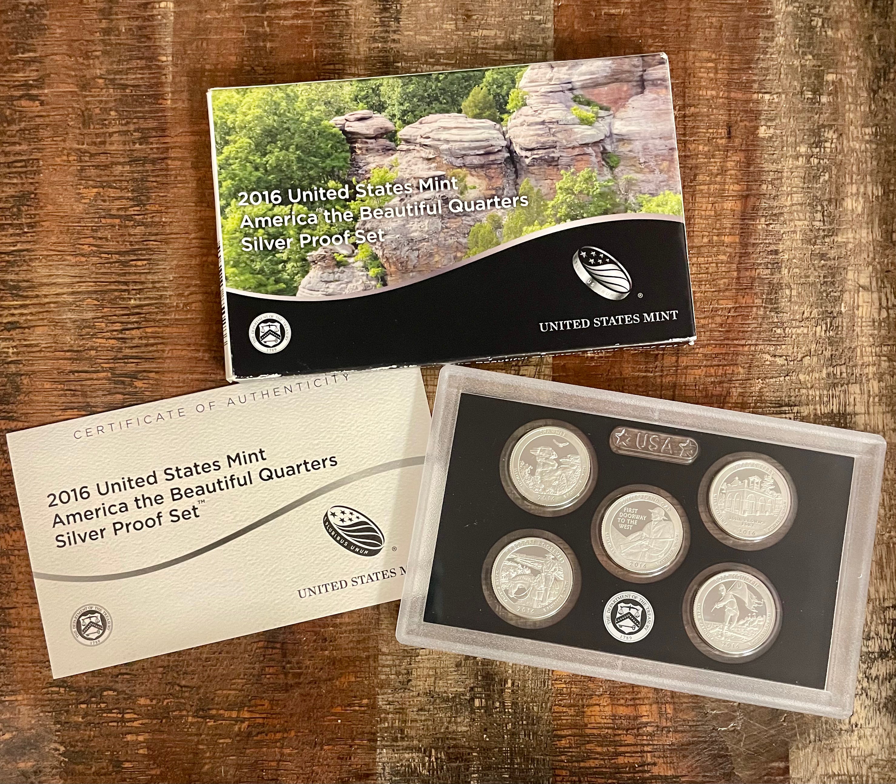 2016 US Mint America the Beautiful Quarters Silver Proof Set in OGP with COA