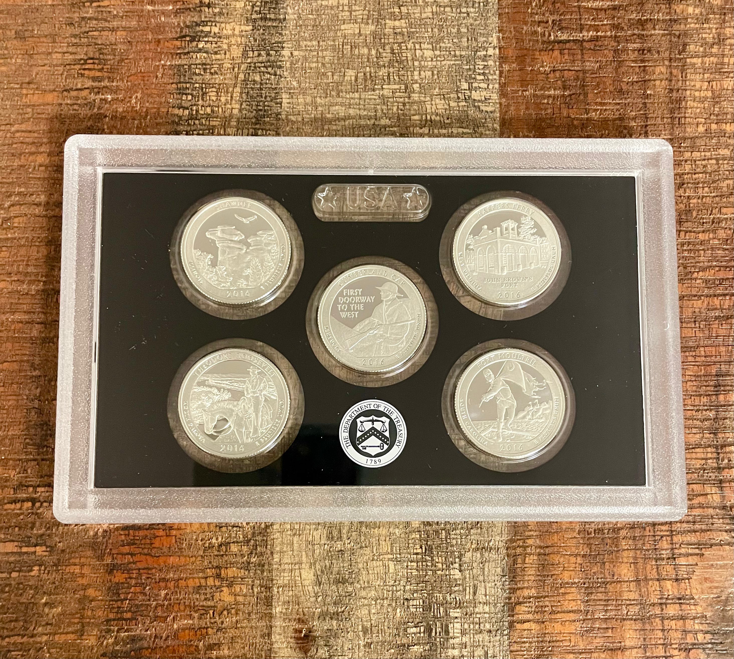 2016 US Mint America the Beautiful Quarters Silver Proof Set in OGP with COA