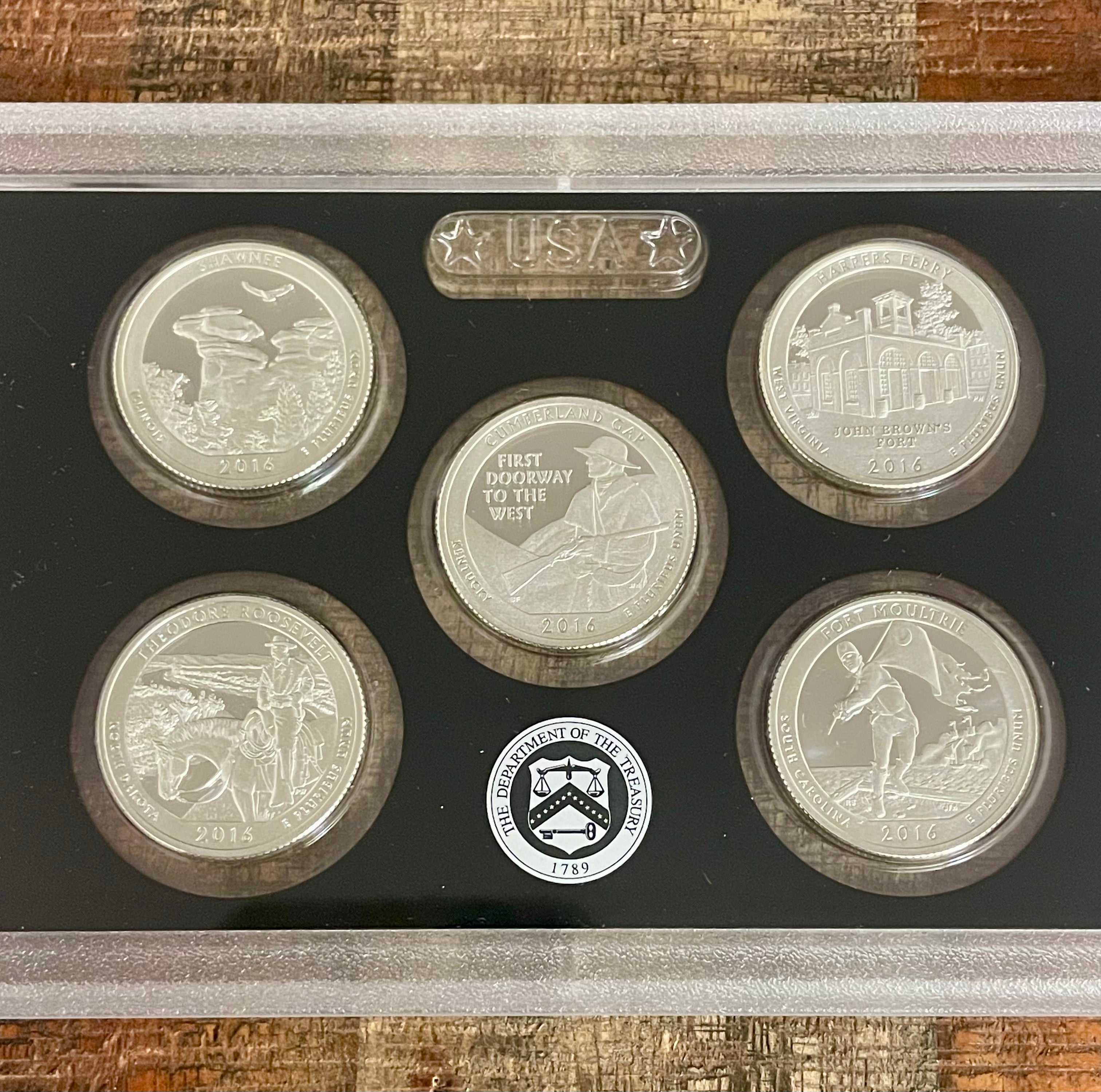 2016 US Mint America the Beautiful Quarters Silver Proof Set in OGP with COA