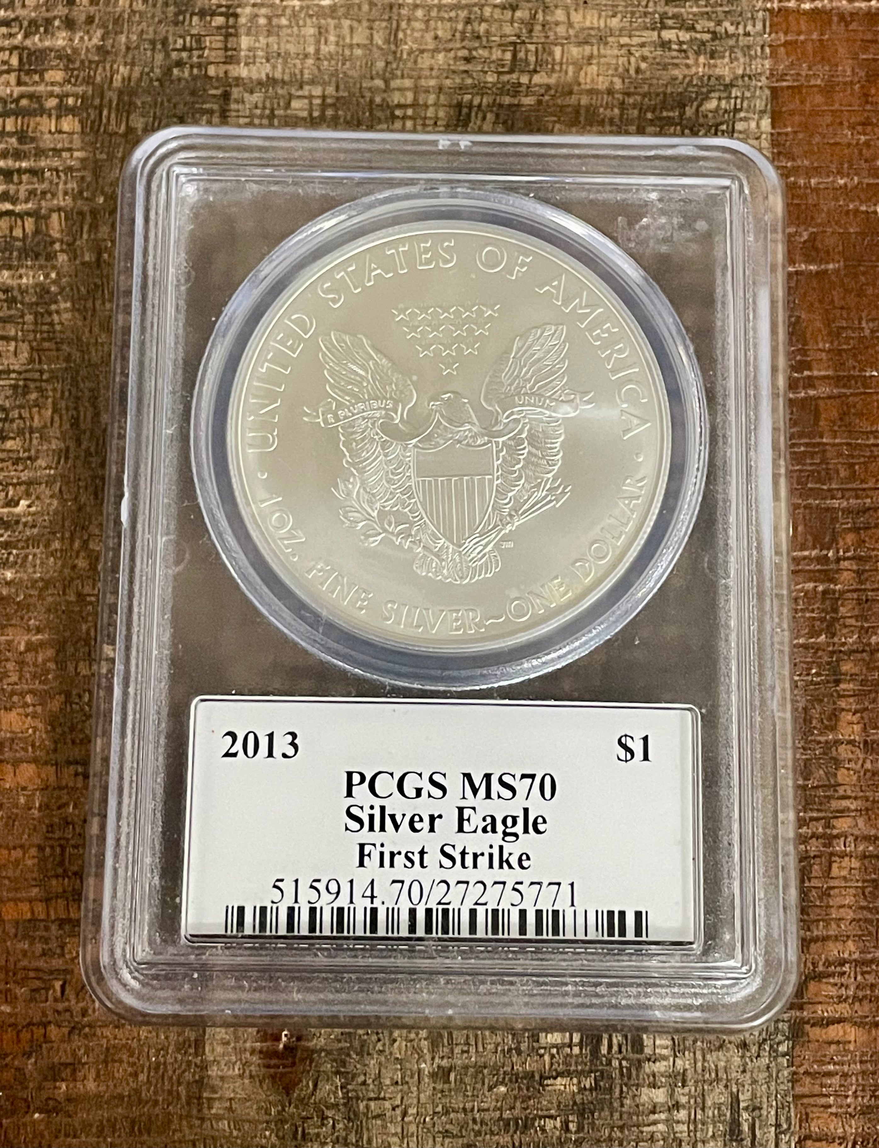 2013 $1 US American Silver Eagle ~ PCGS MS70 ~ First Strike ~ Signed by Mercanti
