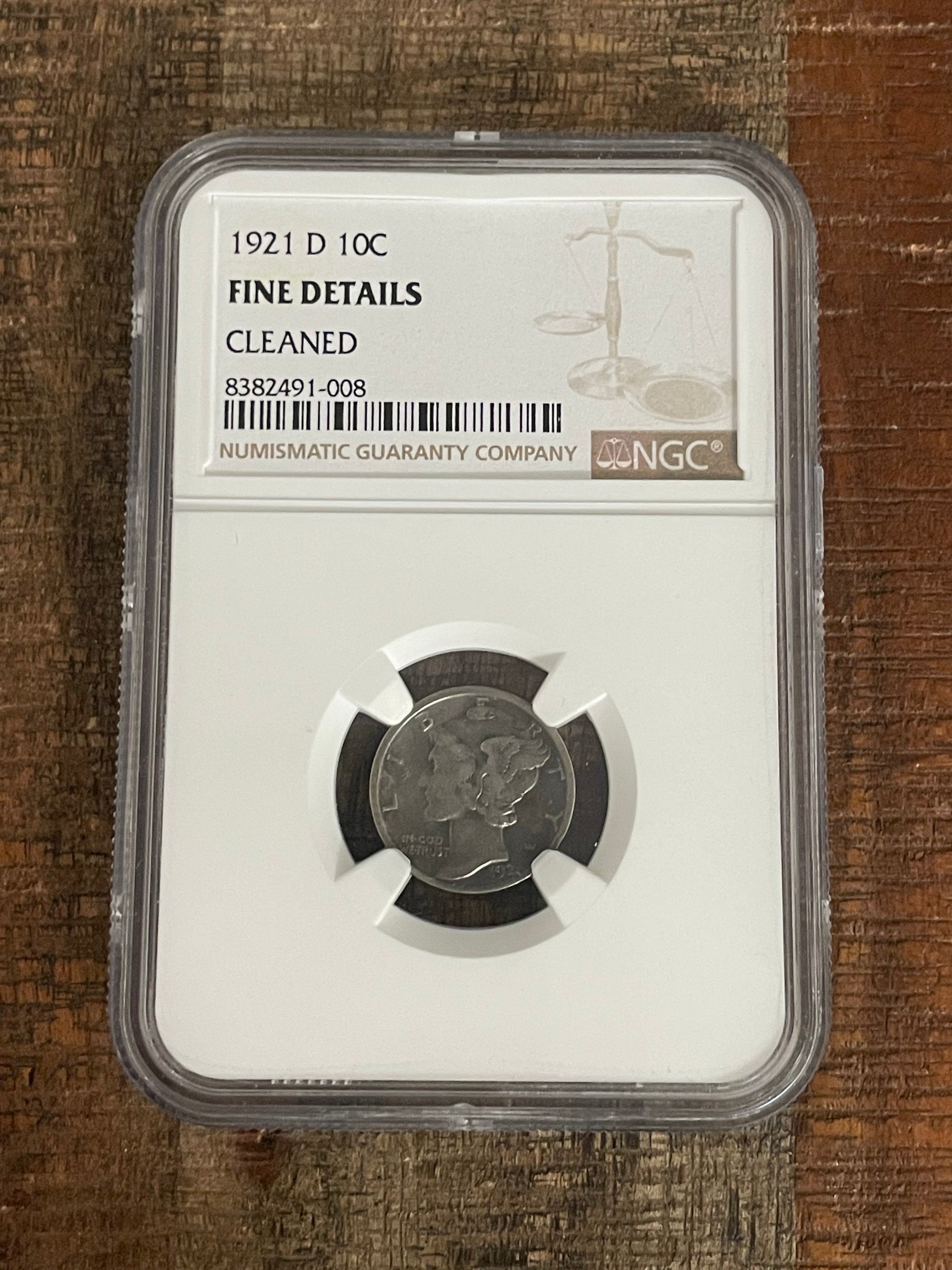 1921-D 10c US Mercury Dime ~ 90% silver ~ NGC Fine Details - Cleaned
