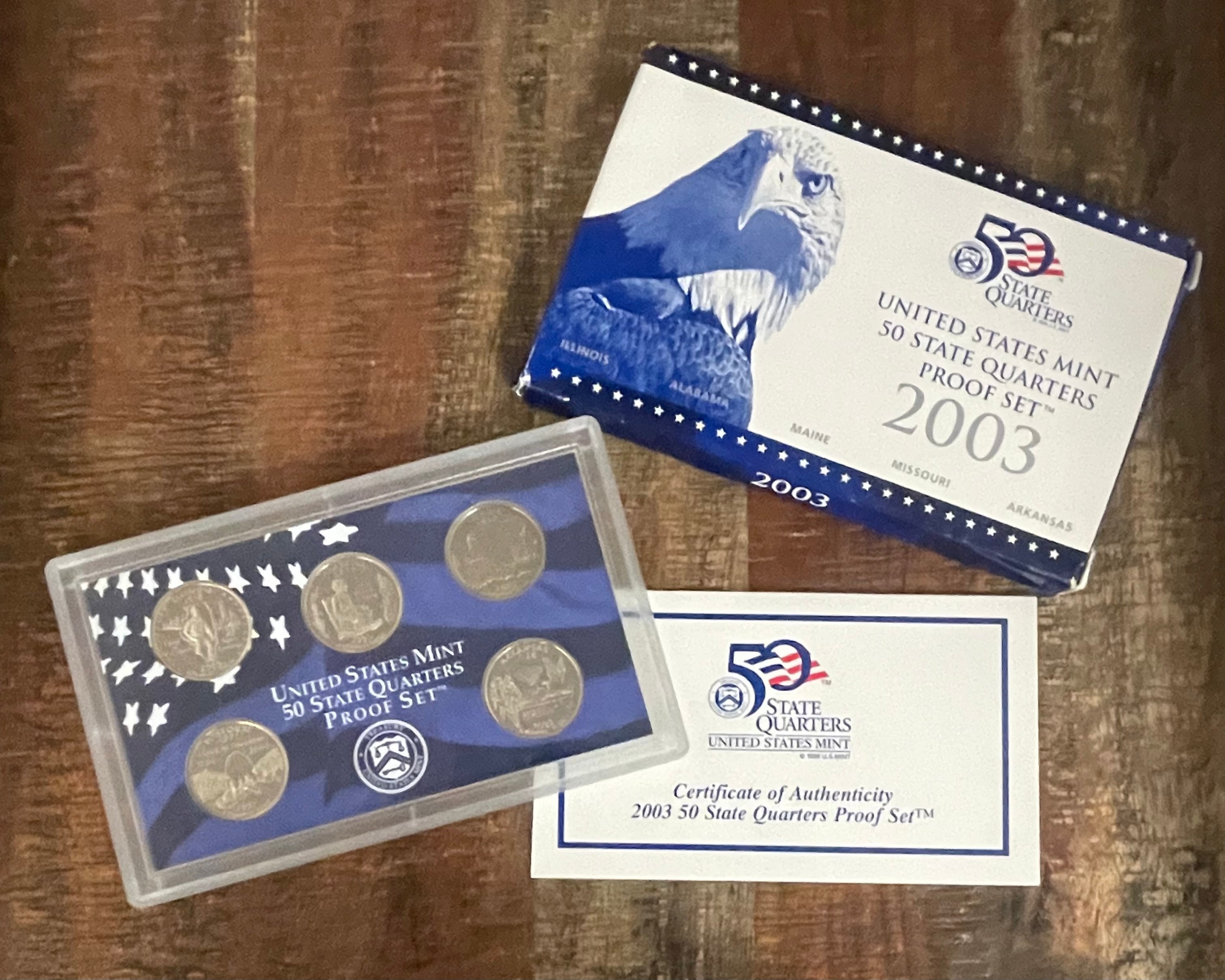 2003 US Mint 50 State Quarters Proof Set ~In OGP with COA