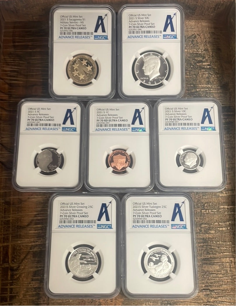 2021 S 7-Coin Silver Proof Set NGC PF70 Ultra Cameo - AR