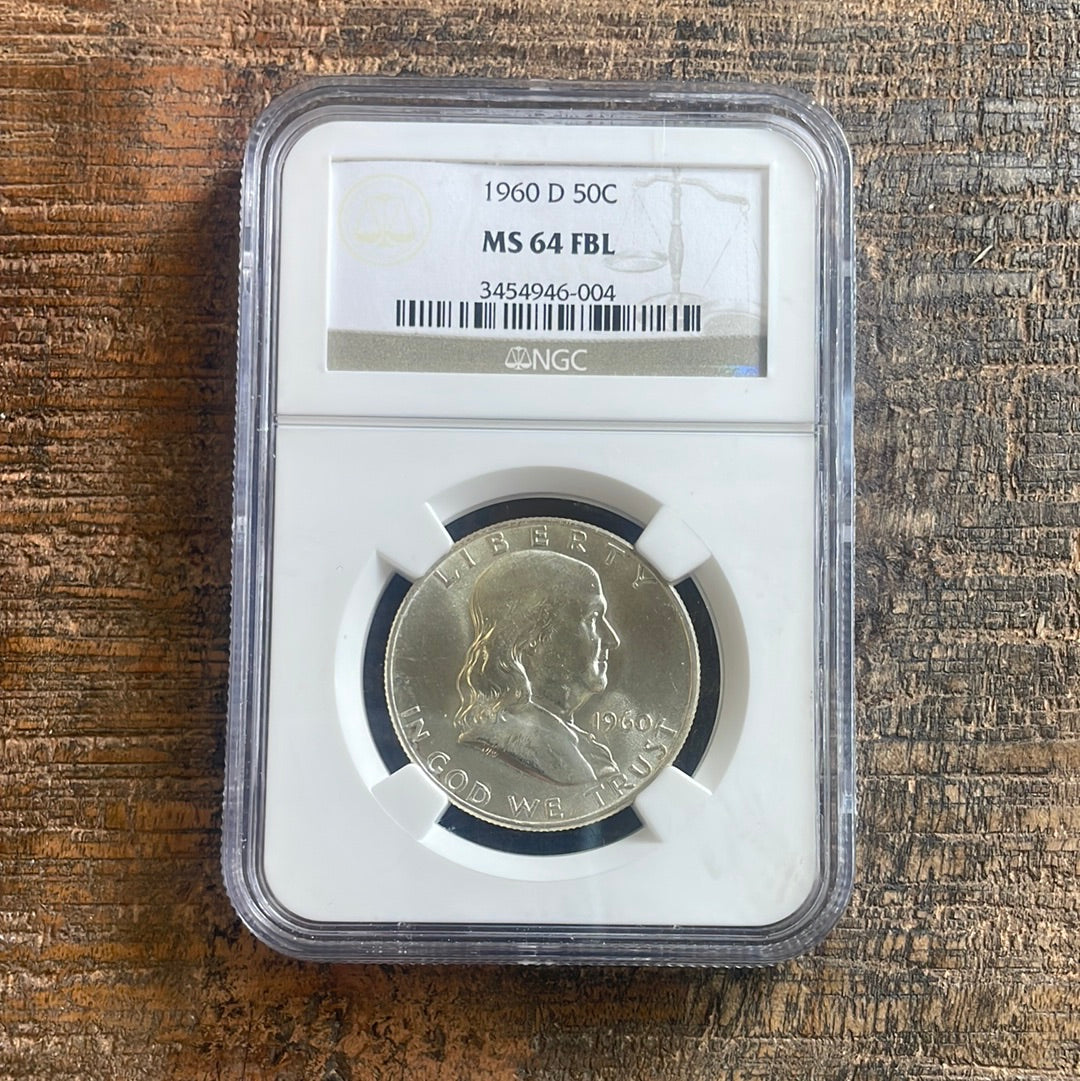 1960 D 50c Franklin Half Dollar NGC MS64 FBL