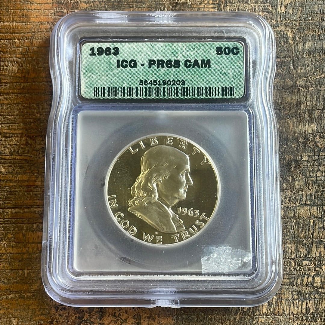 1963 50c Franklin Half Dollar ICG PF68 Cameo