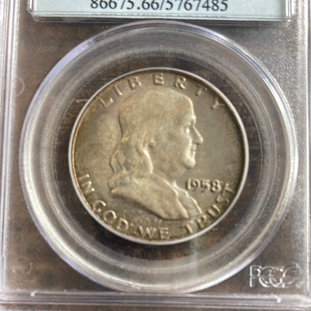 1958 D 50c Franklin Half Dollar PCGS MS66 FBL