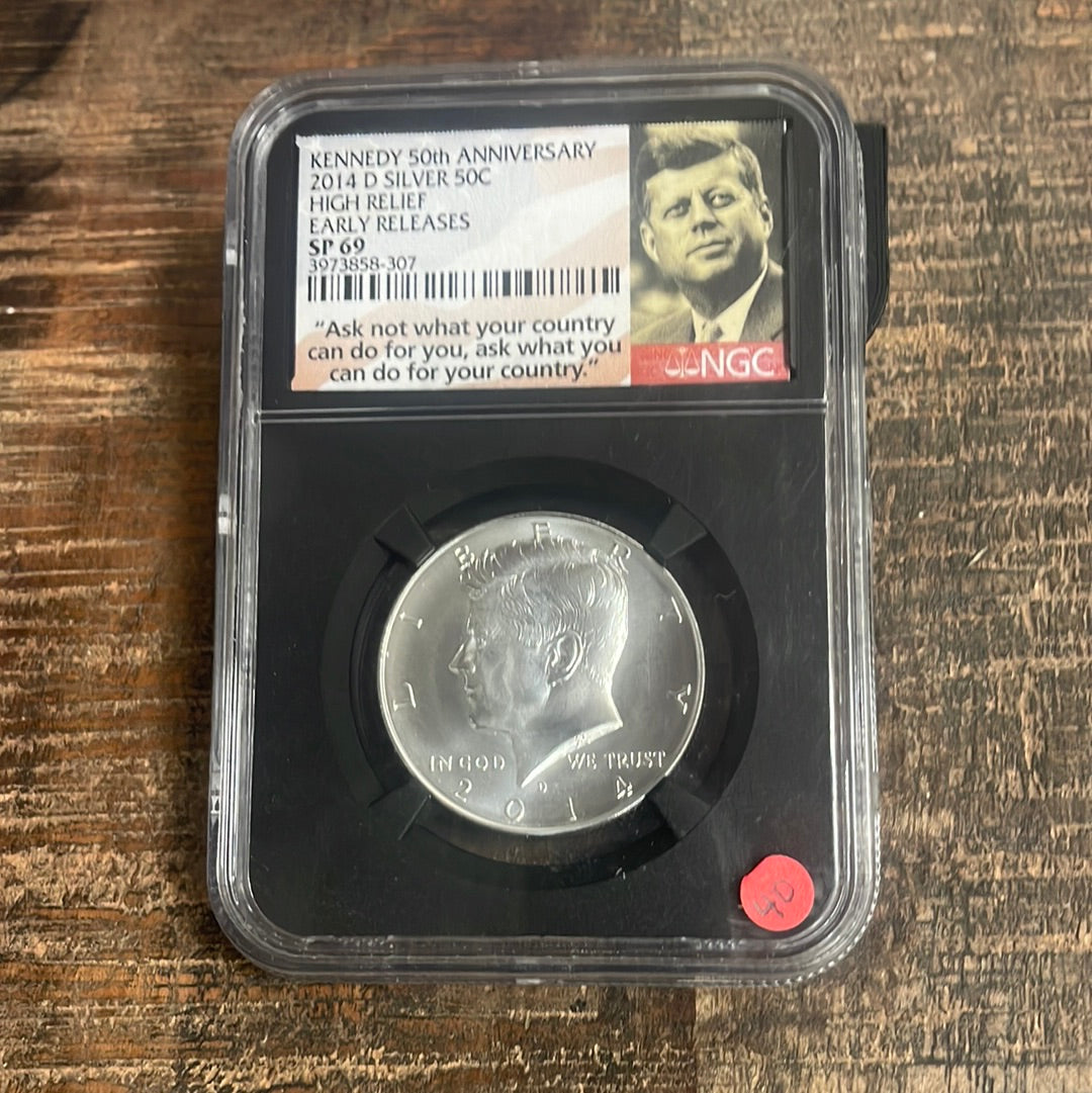 2014 D 50c Kennedy Half Dollar Silver NGC SP69 High Relief Early Release
