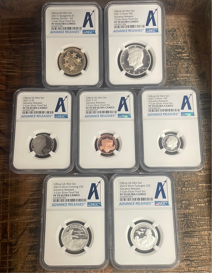 2021 S 7-Coin Silver Proof Set NGC PF70 Ultra Cameo - AR