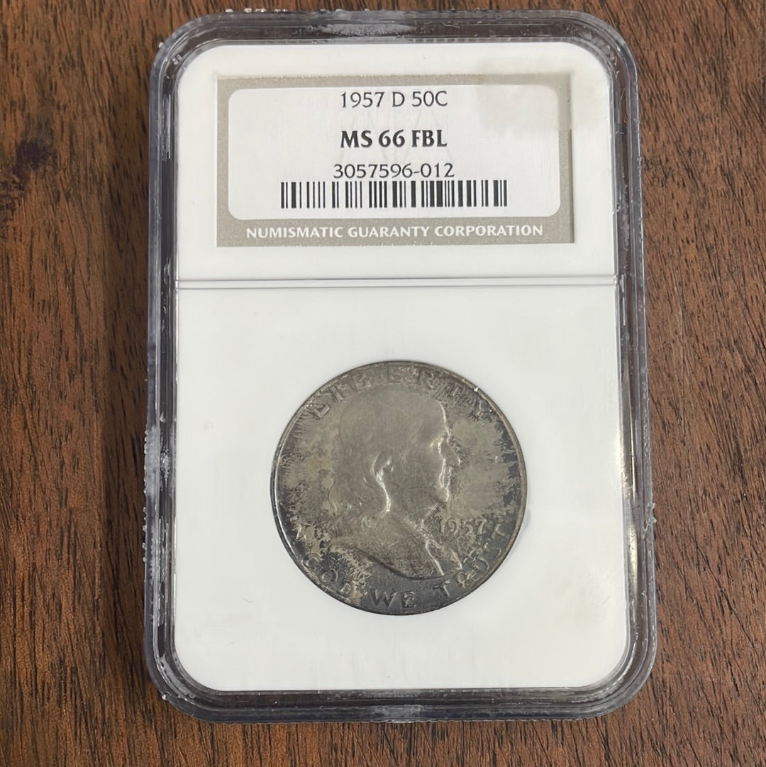 1957 D 50c Franklin Half Dollar NGC MS66 FBL