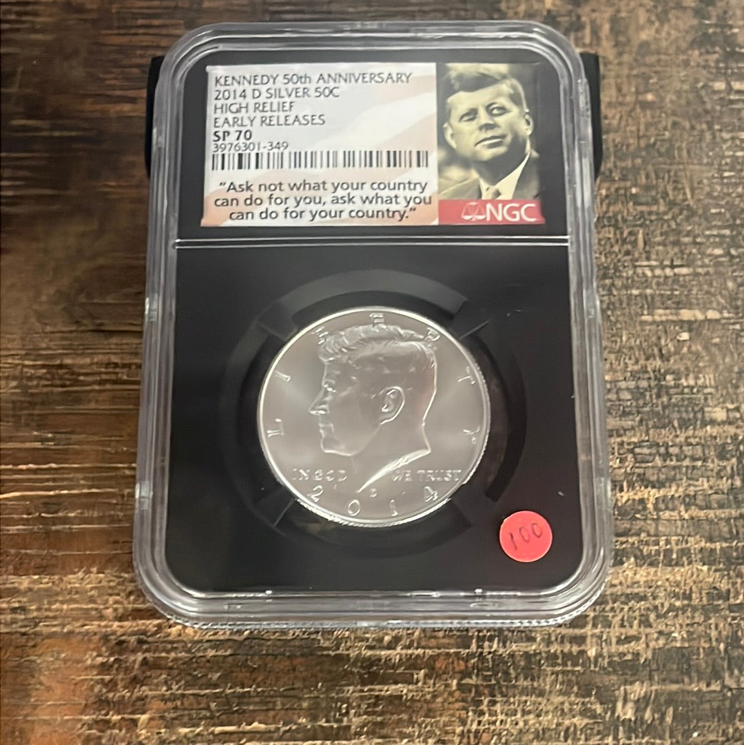 2014 D 50c Kennedy Half Dollar Silver NGC SP70 High Relief Early Release