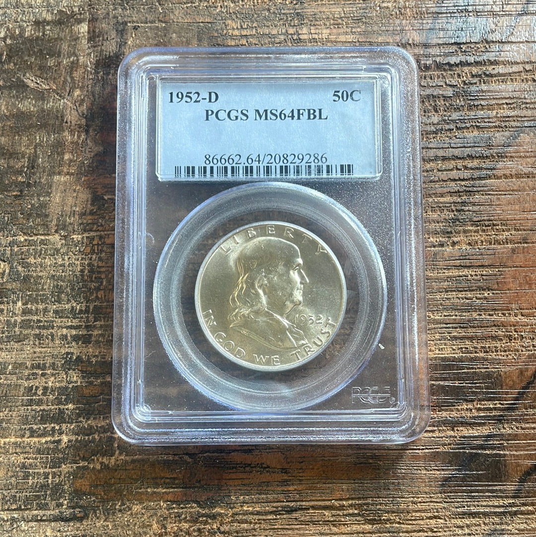 1952-D 50c Franklin Half Dollar PCGS MS64 FBL