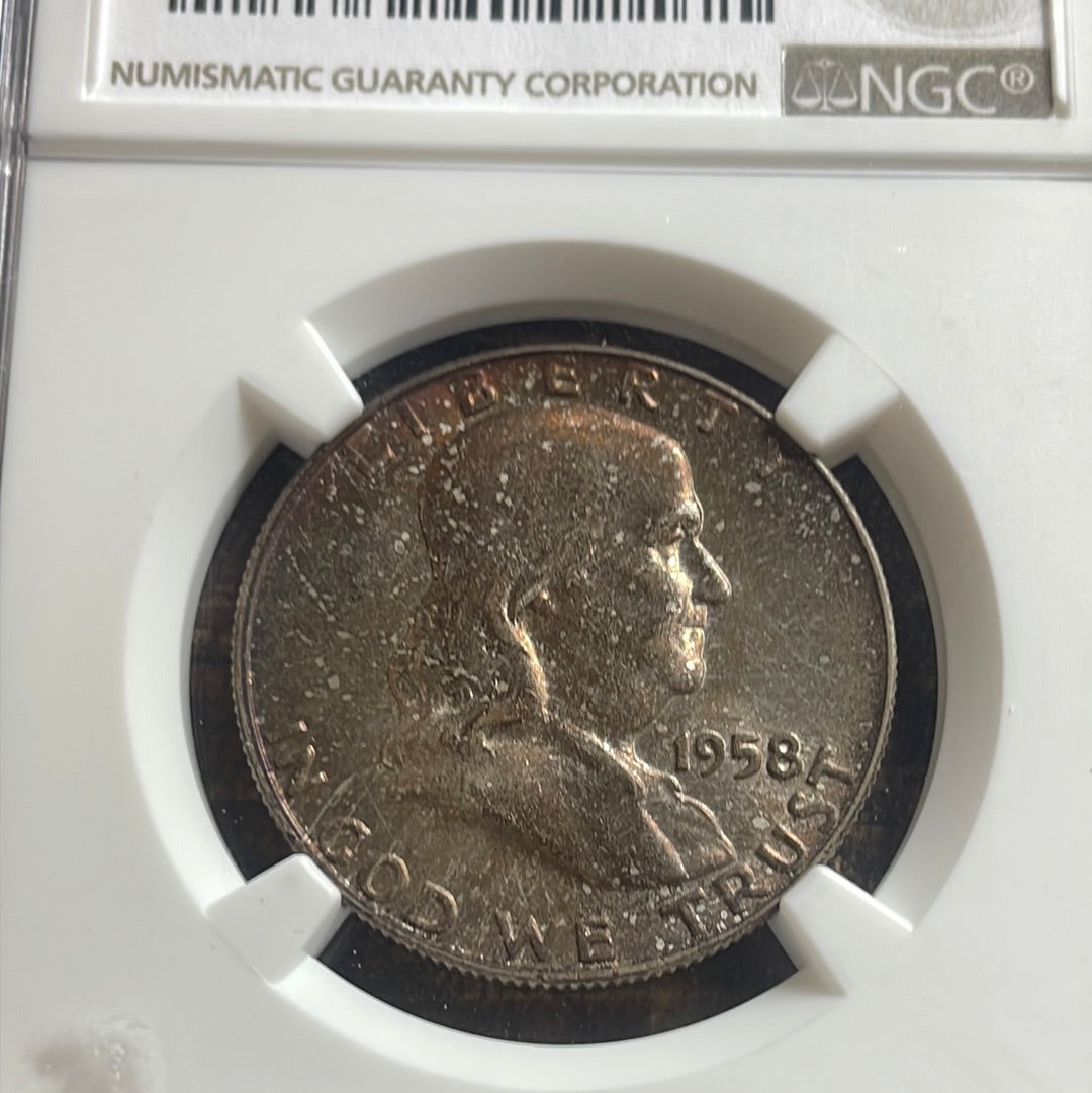 1958 D 50c Franklin Half Dollar NGC MS66 FBL