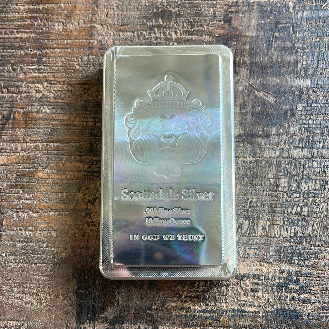 10 oz Silver Bar Scottsdale Mint