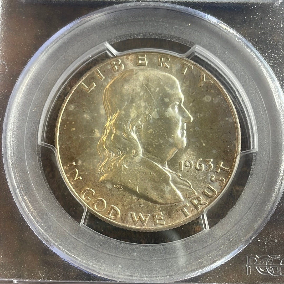 1963 50c Franklin Half Dollar PCGS Genuine Env. Damage-UNC Details