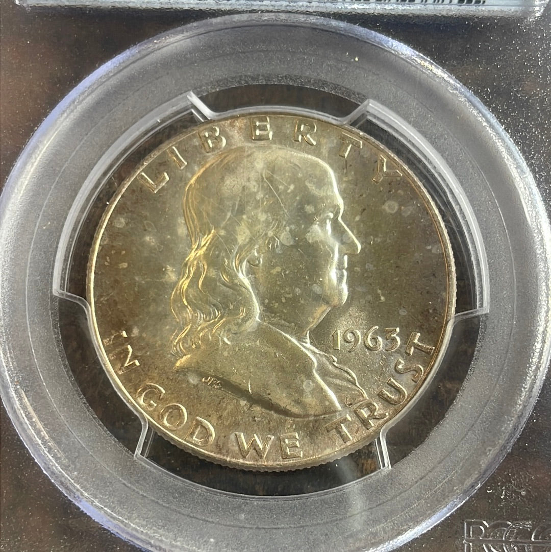 1963 50c Franklin Half Dollar PCGS Genuine Env. Damage-UNC Details