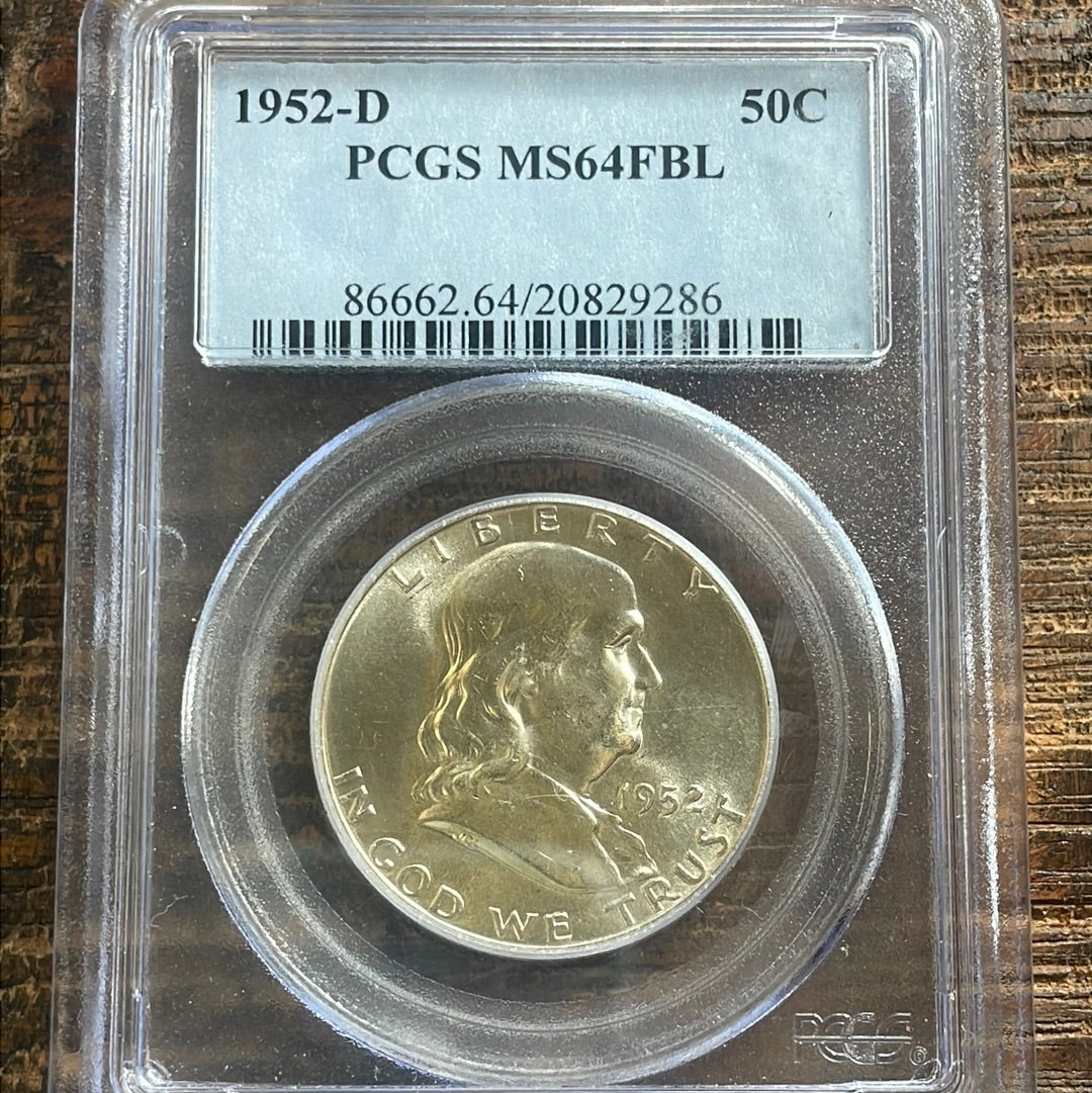 1952-D 50c Franklin Half Dollar PCGS MS64 FBL